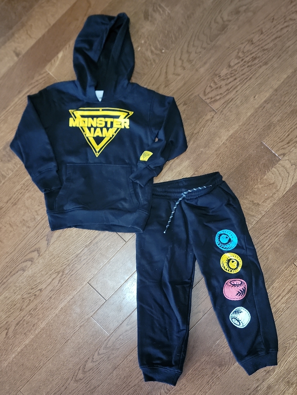 Monster Jam Kids Black Hoodie & Joggers Set with Yellow Logo